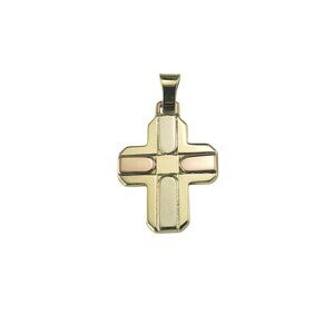 14 Karat Tricolor Gold Cross Pendant #19662